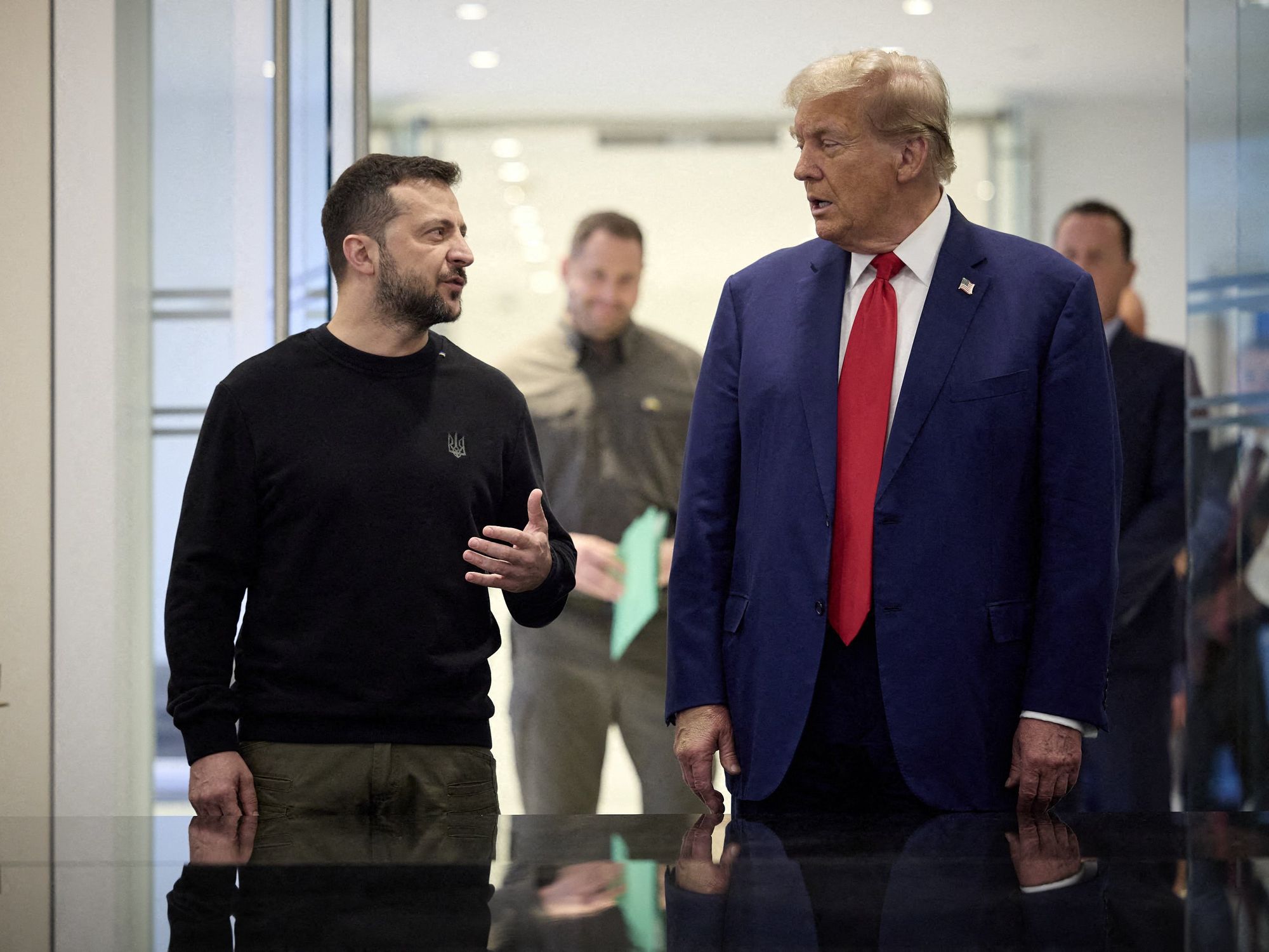 Ukrainian President Volodymyr Zelensky and U.S. President-elect Donald Trump meeting in New York City on Sept. 27.