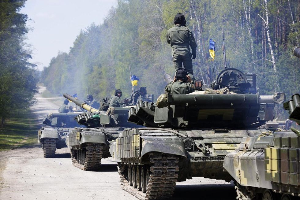 Ukrainian tanks on parade