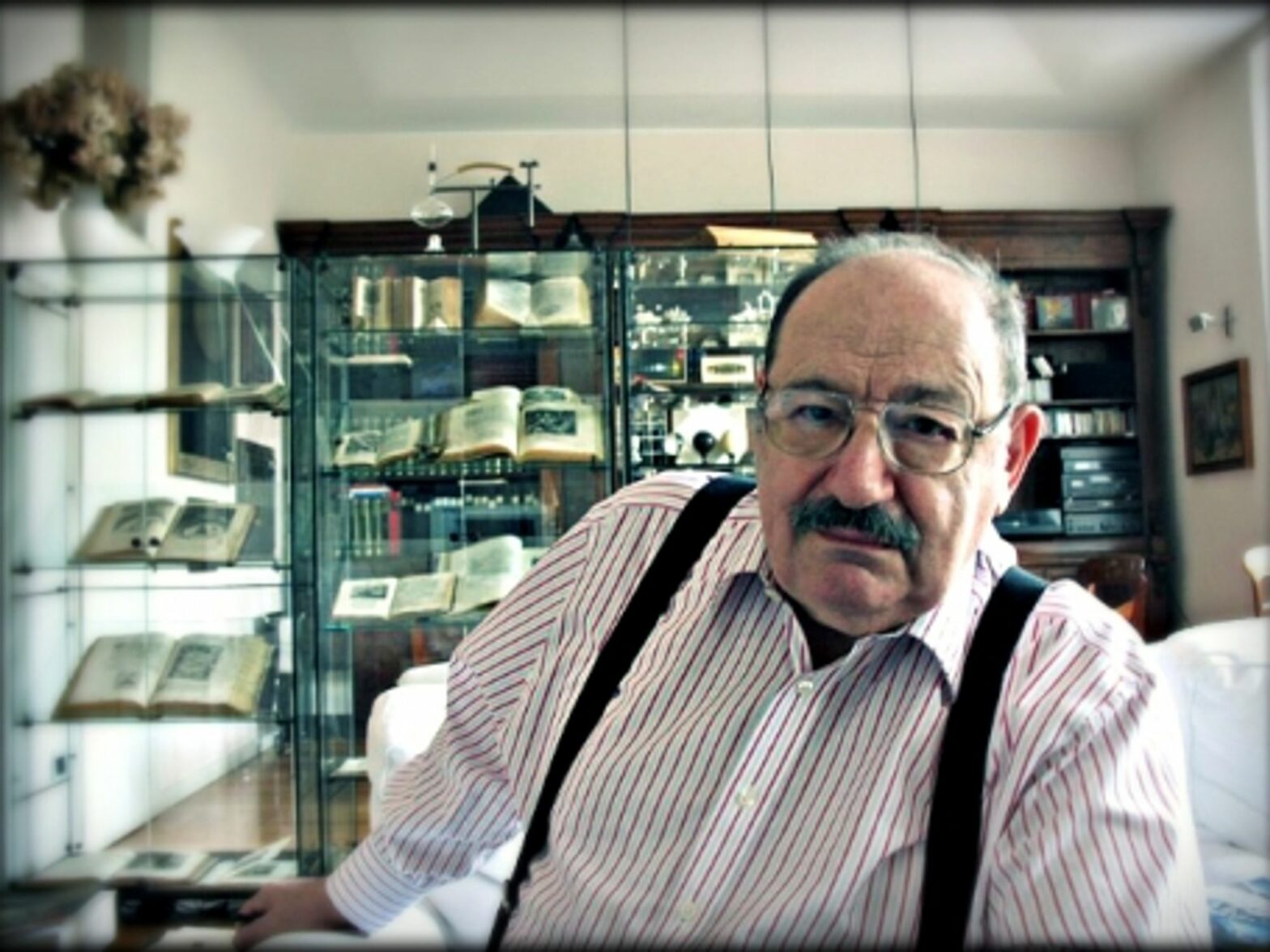 Umberto Eco in his Milan apartment