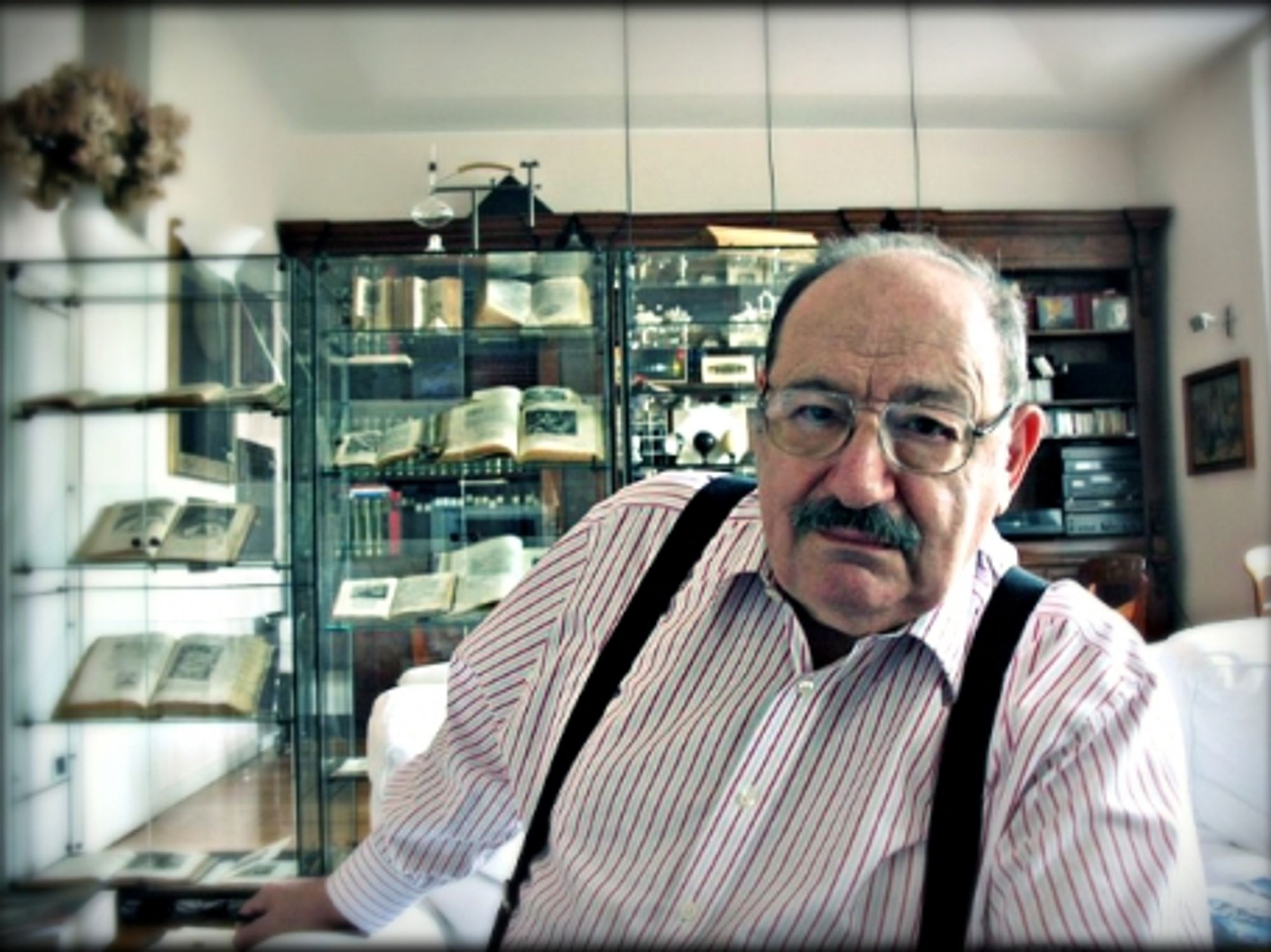 Umberto Eco in his Milan apartment