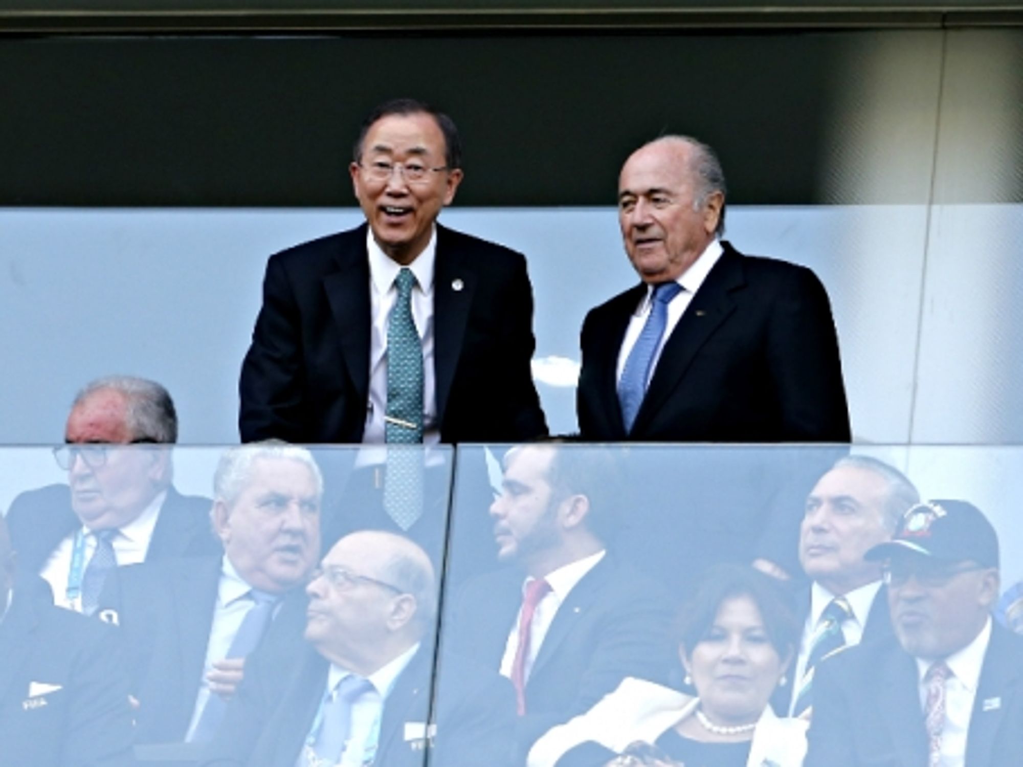 UN Secretary General Ban Ki-moon and FIFA President Joseph Blatter in Sao Paulo in June 2014