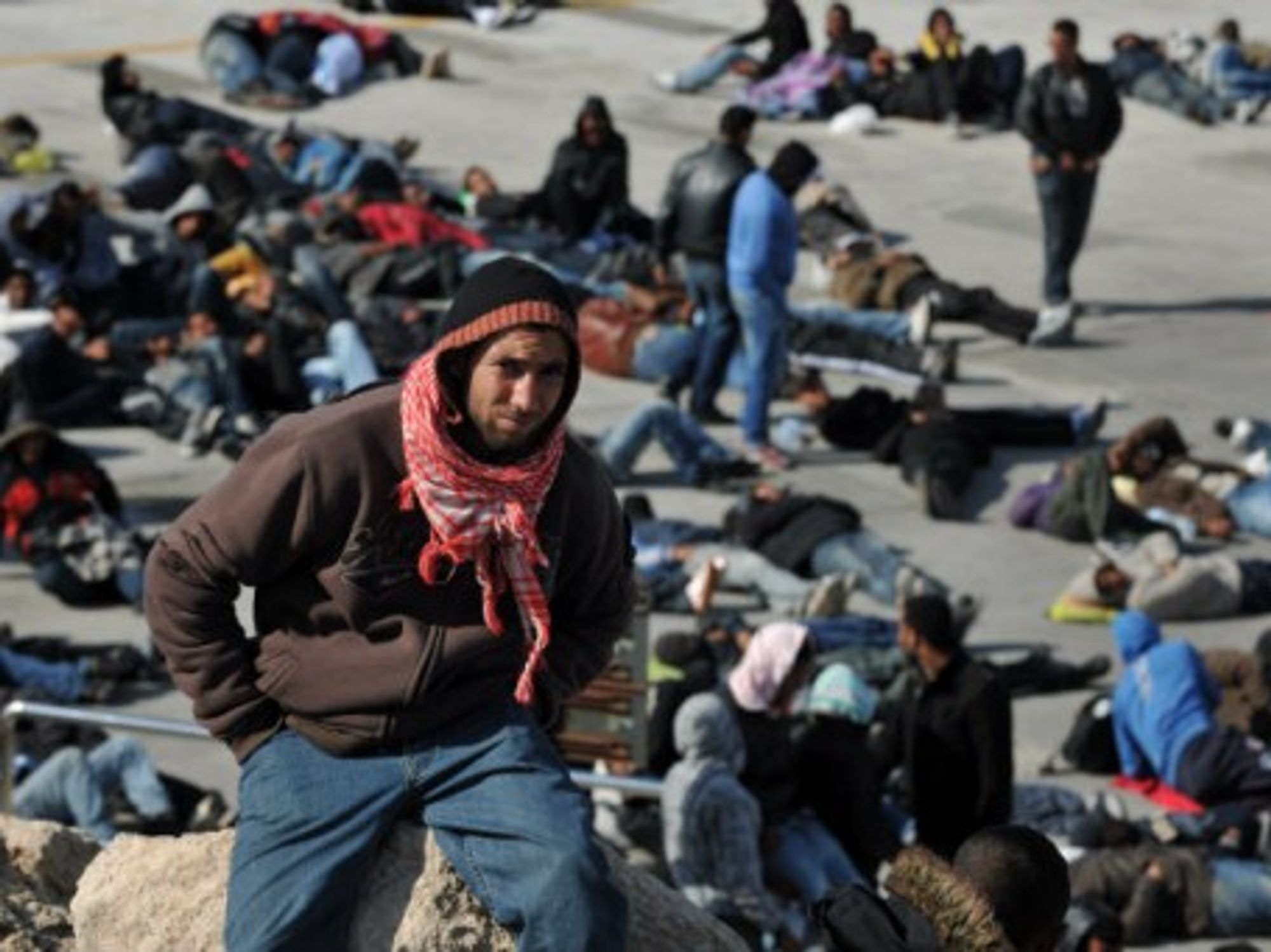 Undocumented immigrants after landing in Lampedusa in 2011