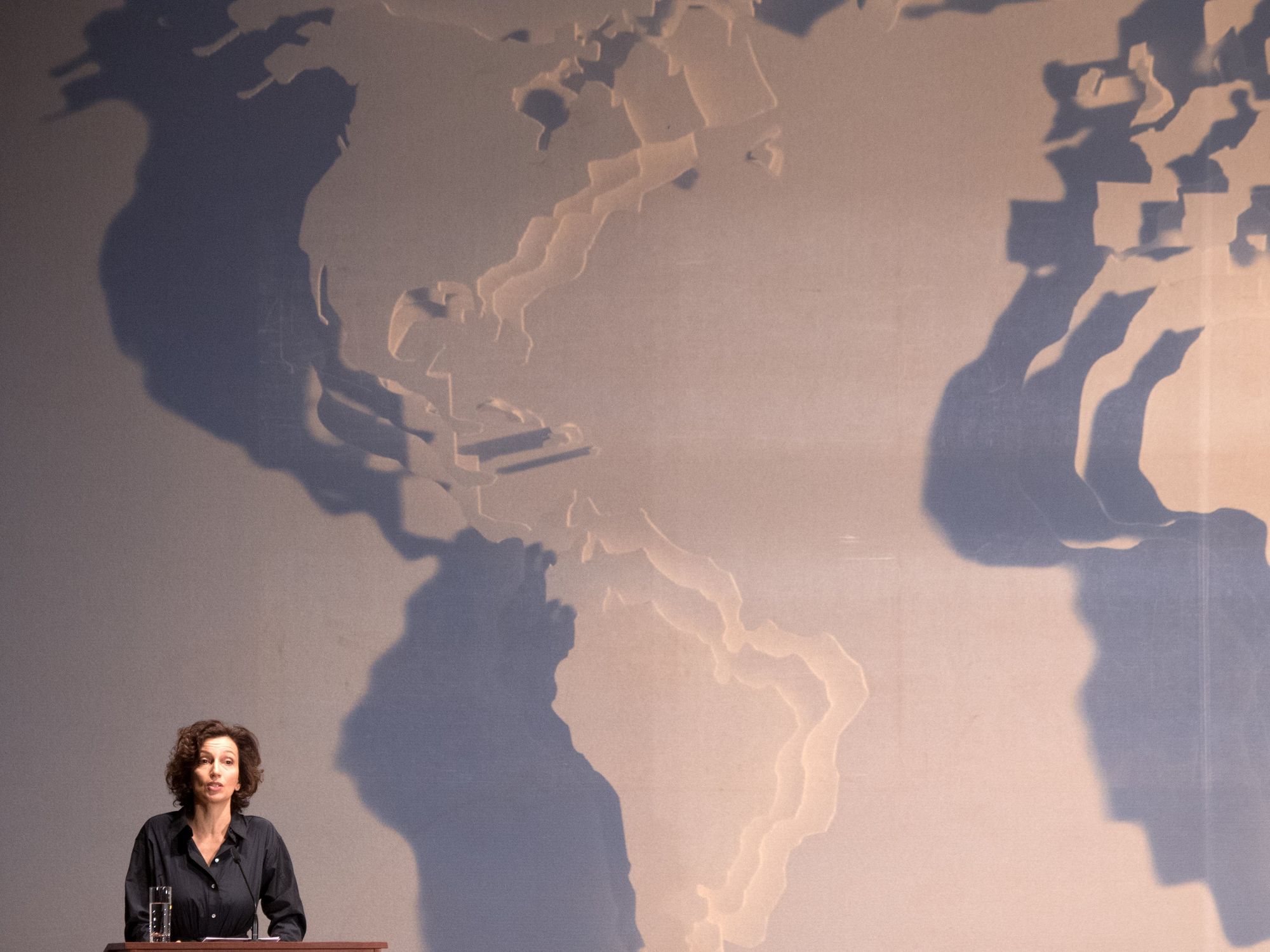 UNESCO Director General Audrey Azoulay speaks in Berlin