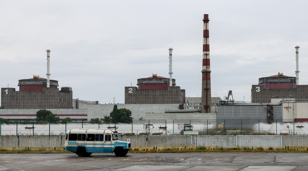 Units 1 to 3 of the Zaporizhzhia Nuclear Power Plant stand in Energodar.