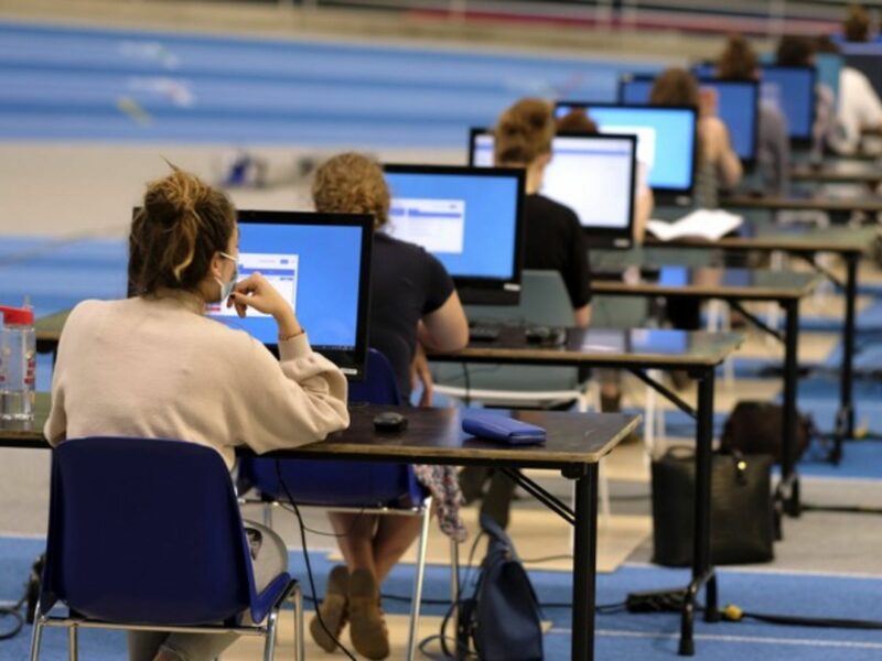 University students during an examination in Brussels