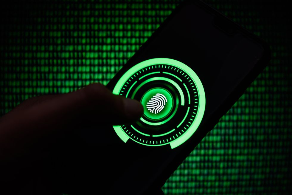 Unlocking a phone with fingerprints.