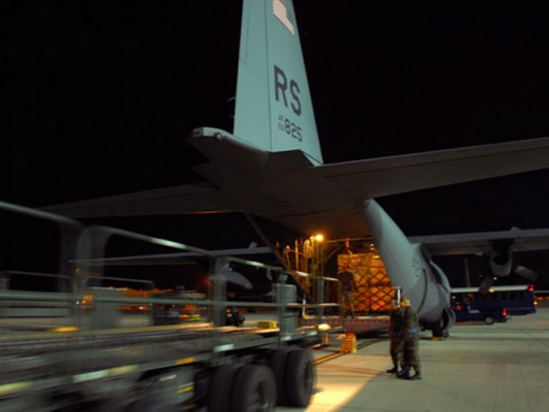 US aircraft at Ramstein Air Base in Germany