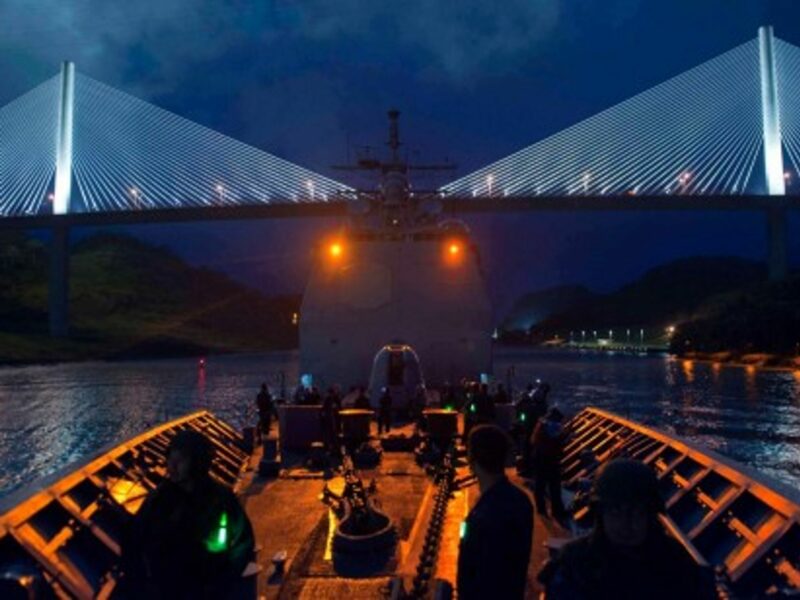 USS Cape St. George (CG 71) on its way through the canal