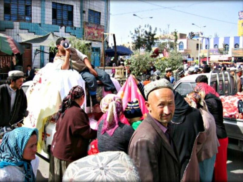 Uyghurs at a market
