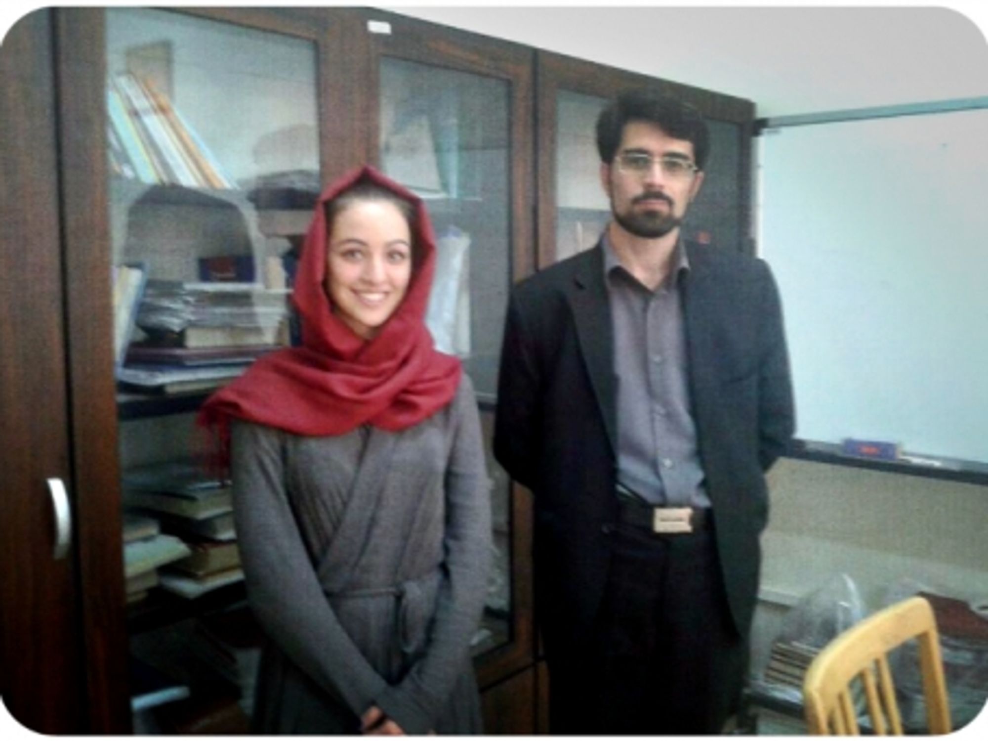 Valentina Simeone and one of her teachers at Tehran University