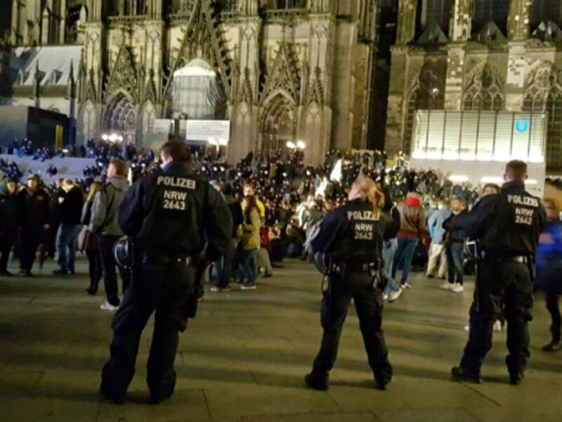 Various protests for and against refugees in Cologne, Germany