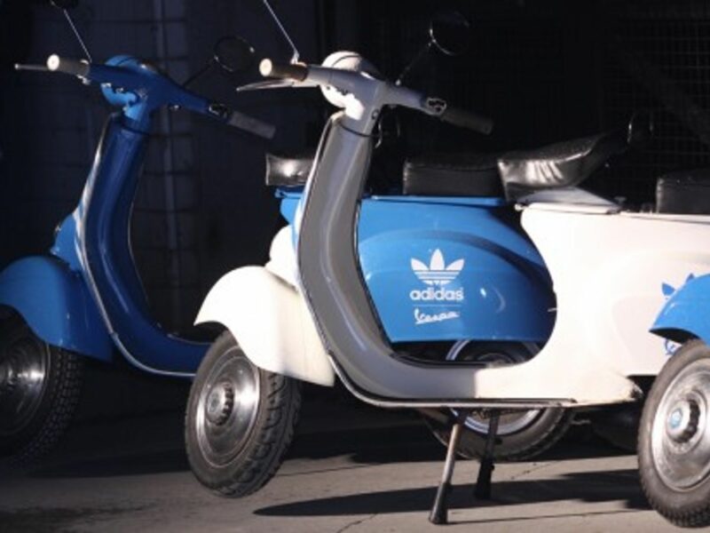 Vespa has lent its brand name to a line of Adidas sneakers