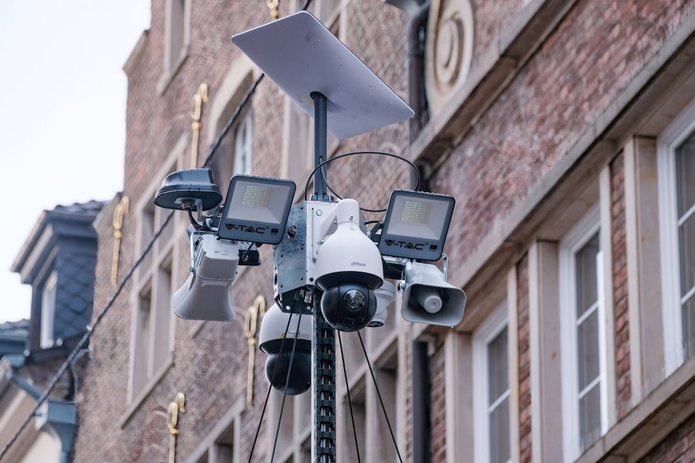 Video surveillance in Flinger Straße, Düsseldorf, Germany.