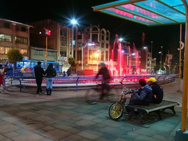 View at night of Civica avenue in Bolivian city of El Alto​