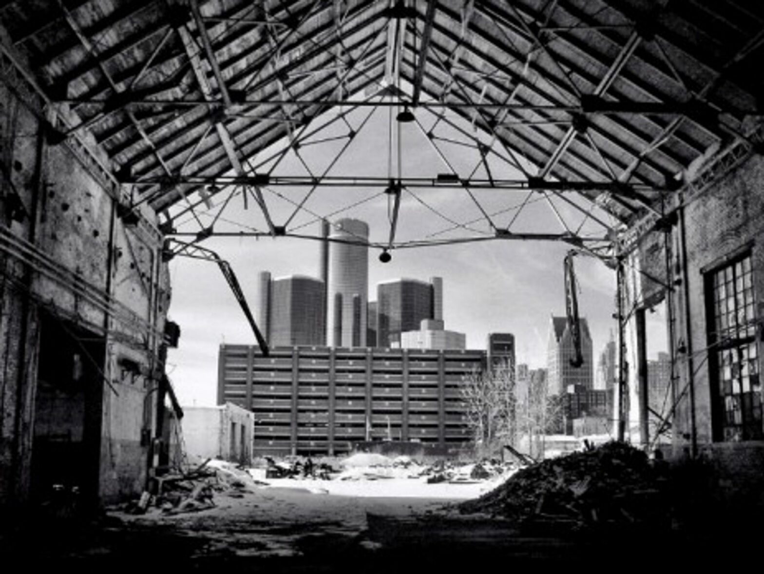 View of Detroit from an abandoned factory