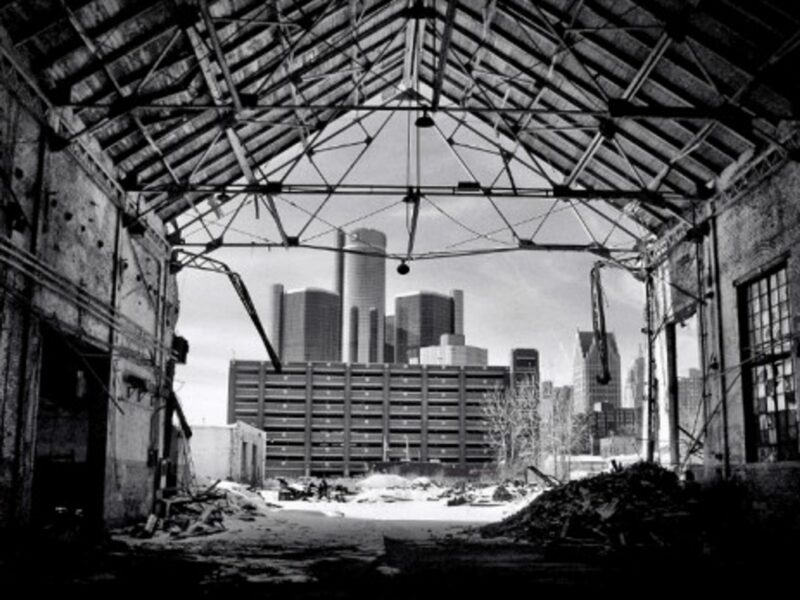View of Detroit from an abandoned factory