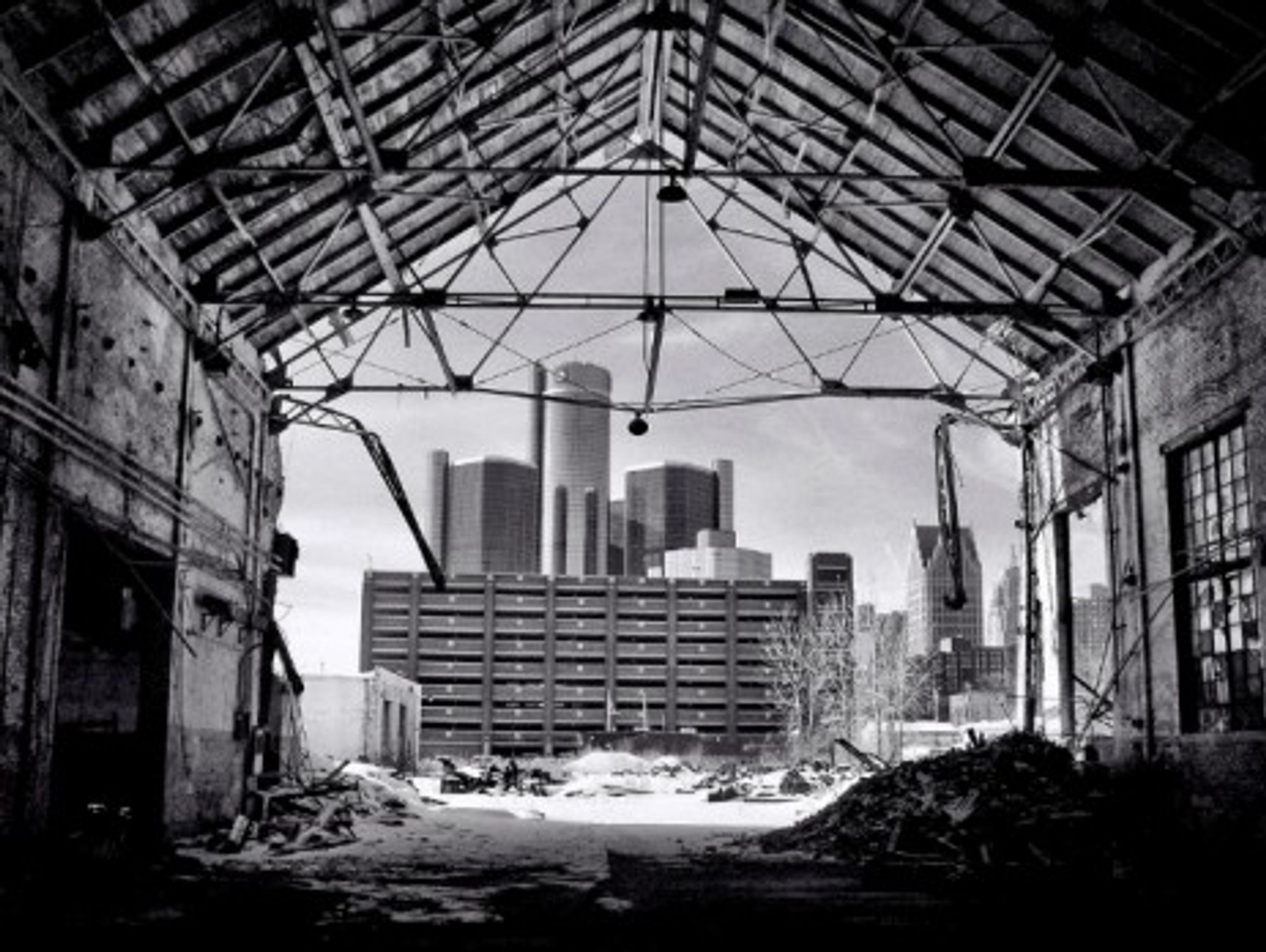 View of Detroit from an abandoned factory
