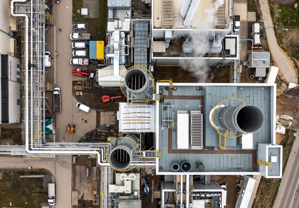 View of the new gas-fired power plant for the Leuna chemical park, which is directly connected by pipeline to suppliers from Russia