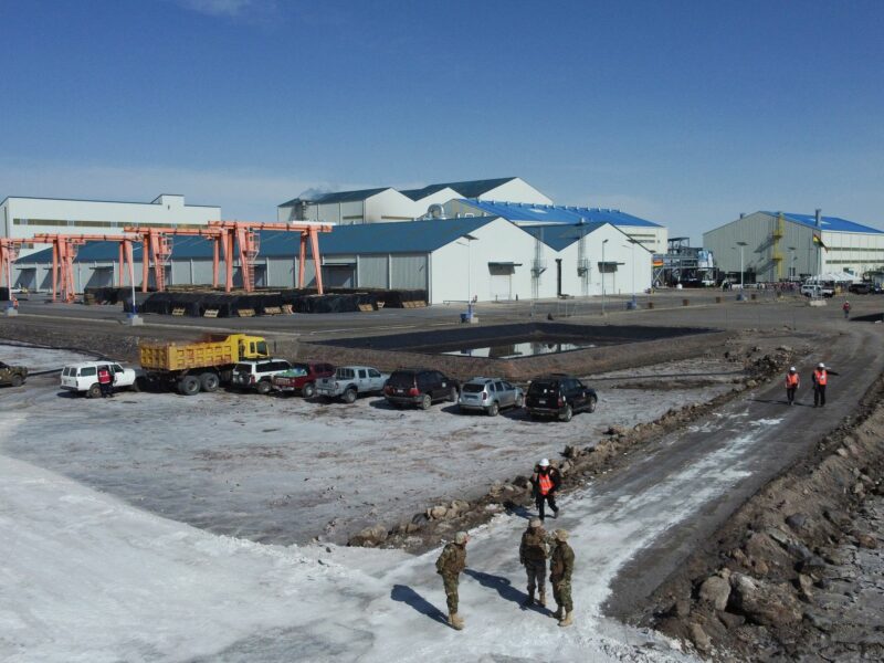View of the new plant for the production of lithium carbonate at the Uyuni salt lake in the municipality of Rio Grande.