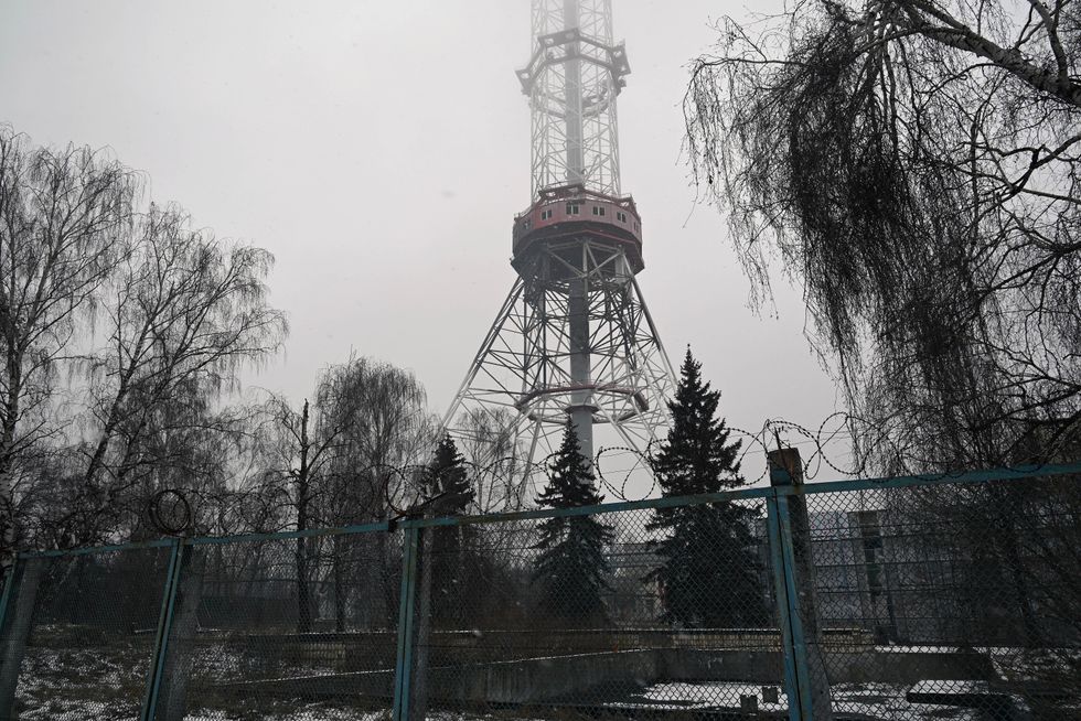 View of the TV tower after a Russian attack near Kyiv, Ukraine