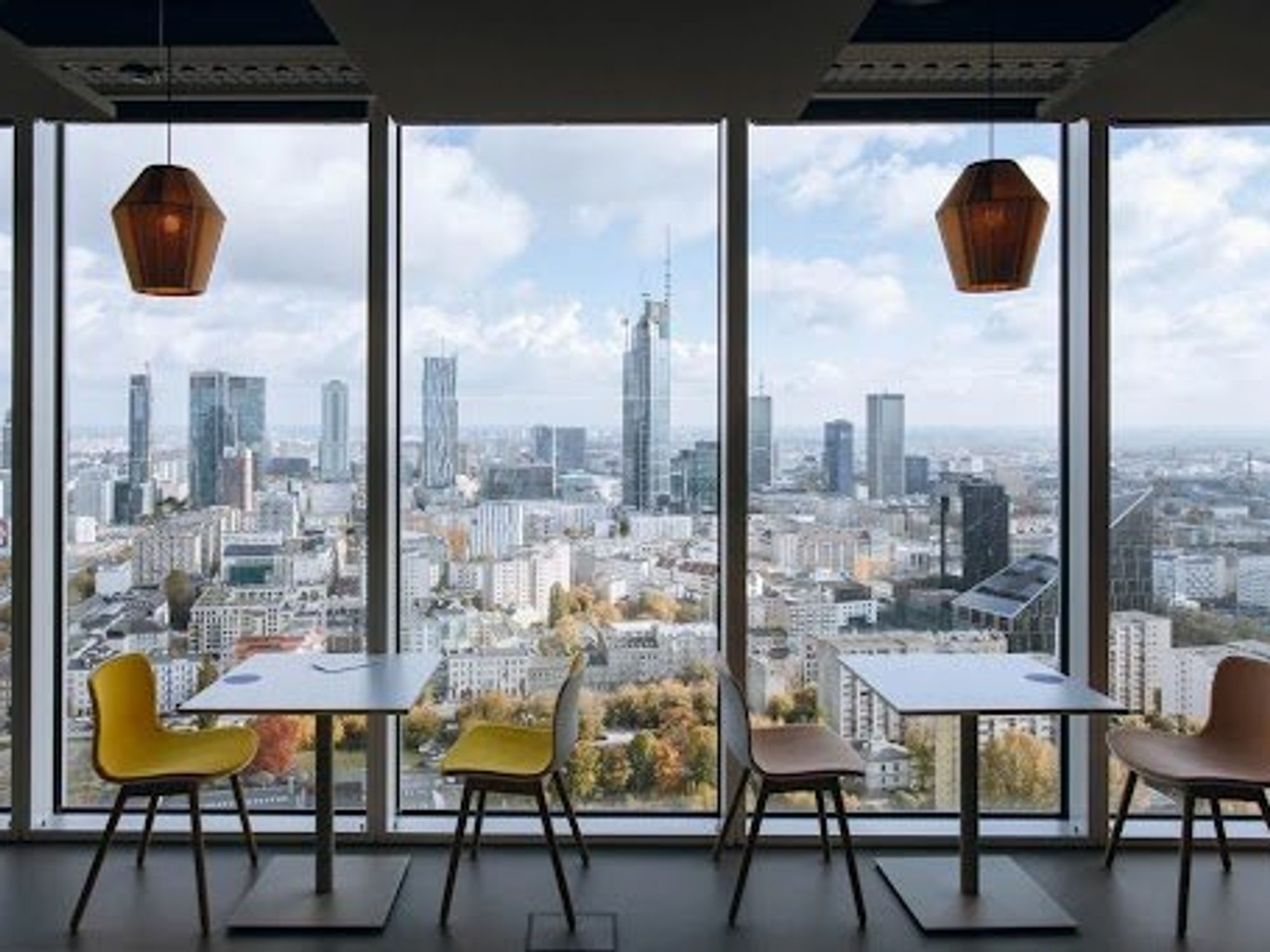 View of the Warsaw skyline from Google's office at The Warsaw HUB