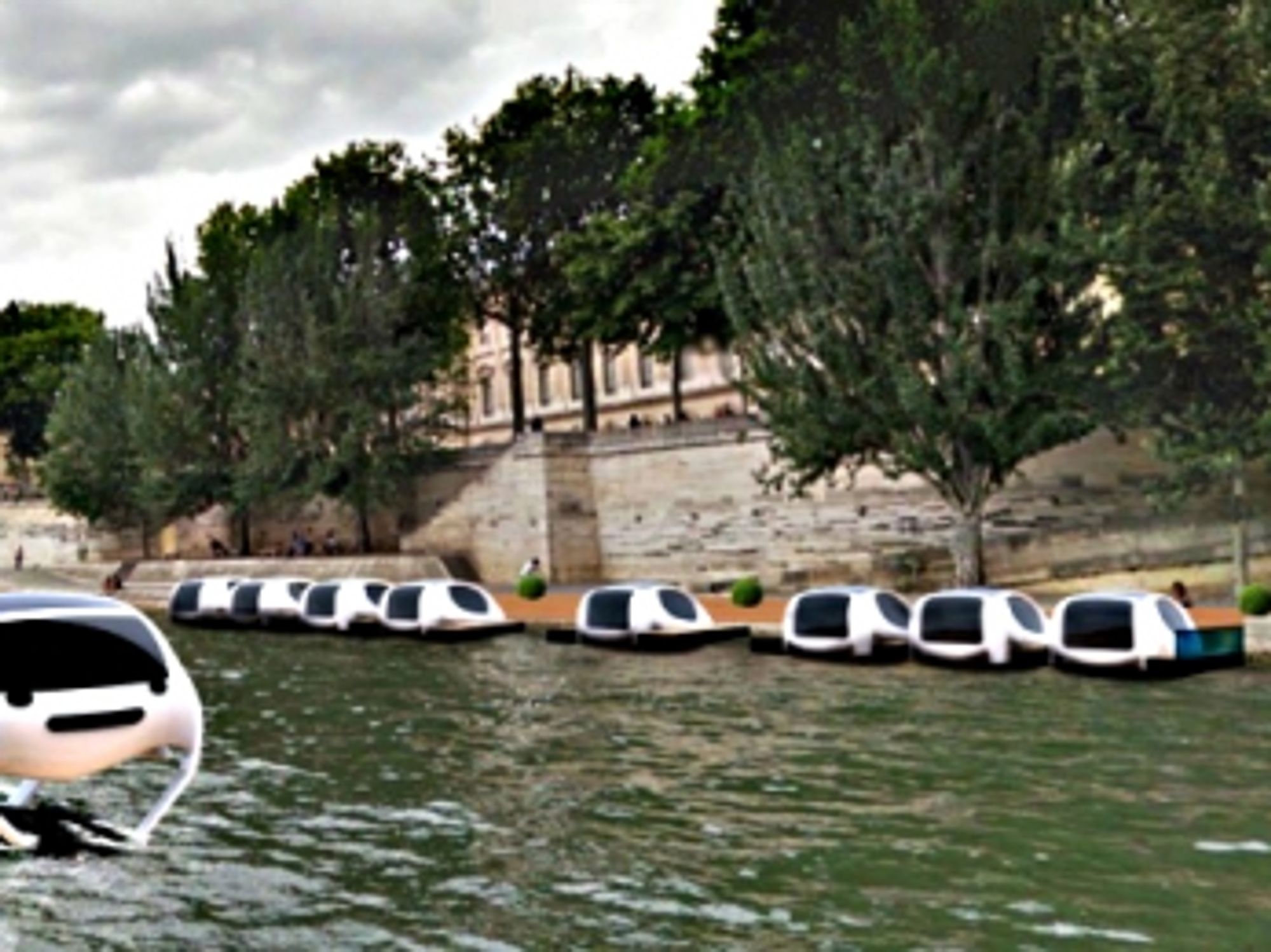 Virtual image of SeaBubbles on the Seine River