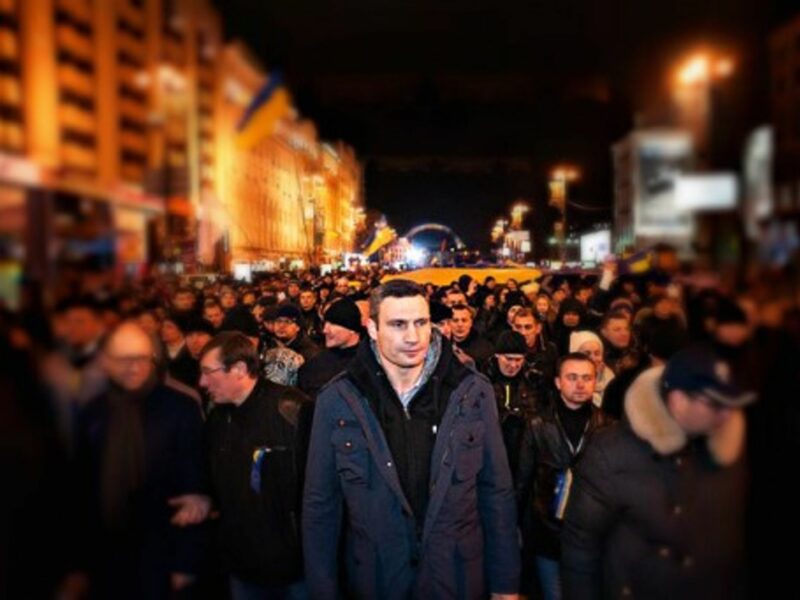 Vitali Klitschko leading a Kiev protest last month