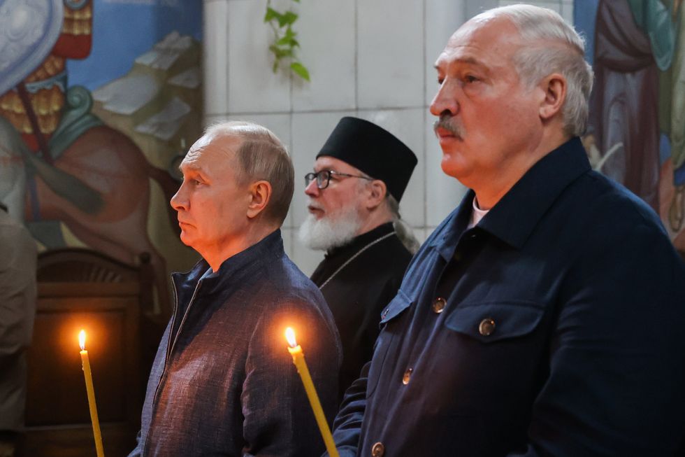 Vladimir Putin and Alexander Lukashenko at the Valaam Transfiguration Monastery.