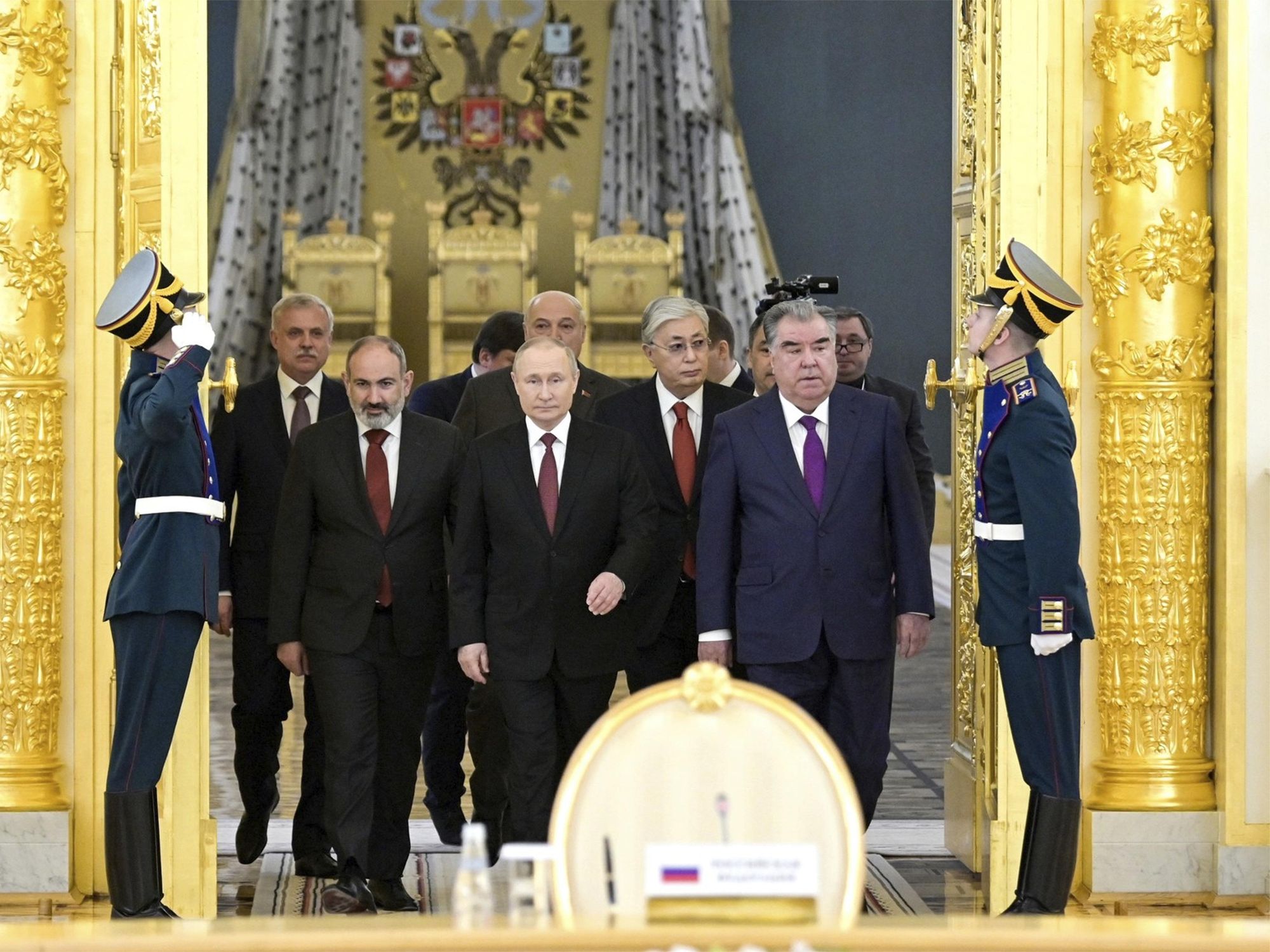 Vladimir Putin and regional heads of state for the opening session of the Collective Security Treaty Organisation Summit meeting at the Kremlin.​