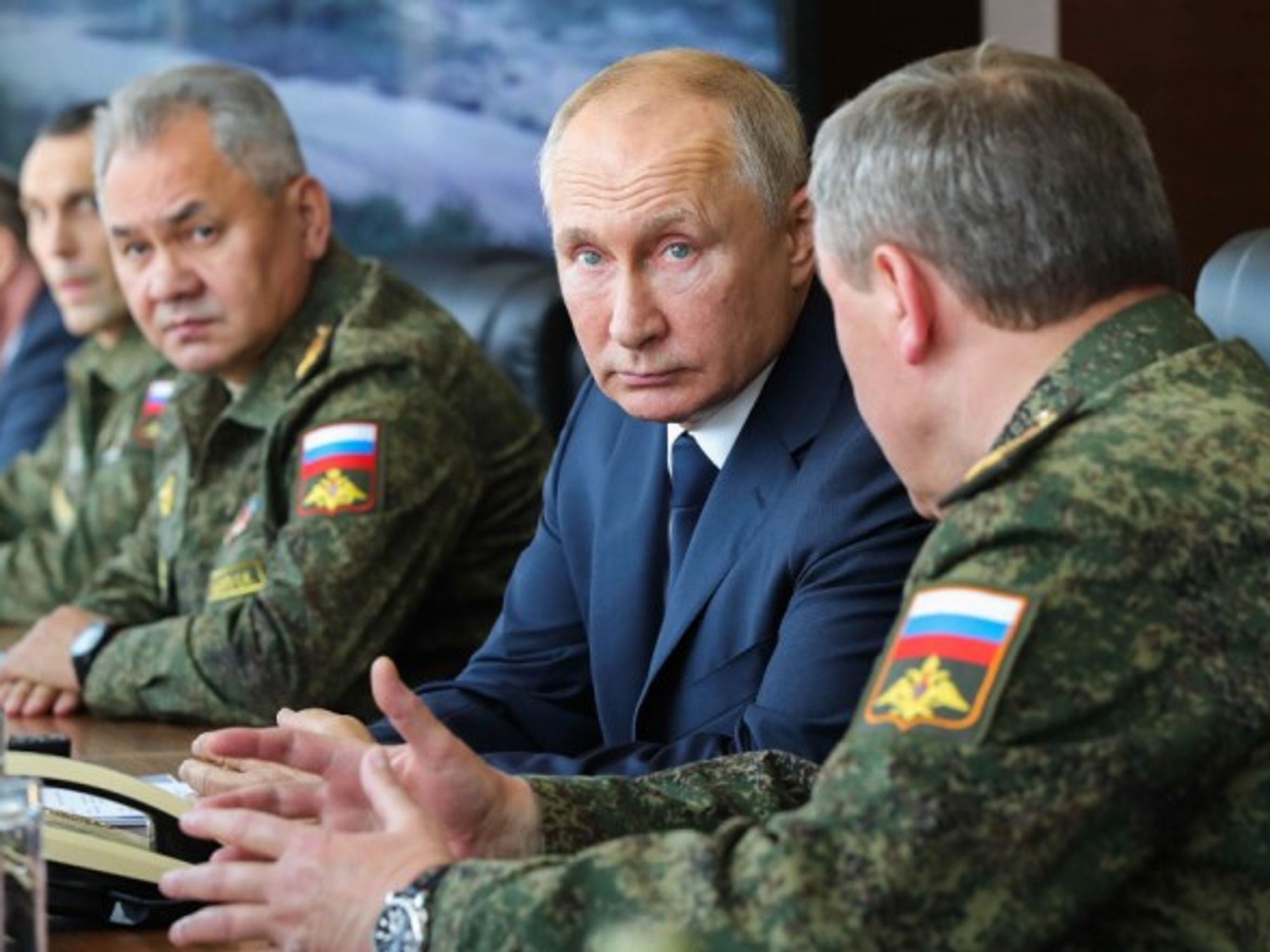 Vladimir Putin at the Caucasus 2020 military drills last September