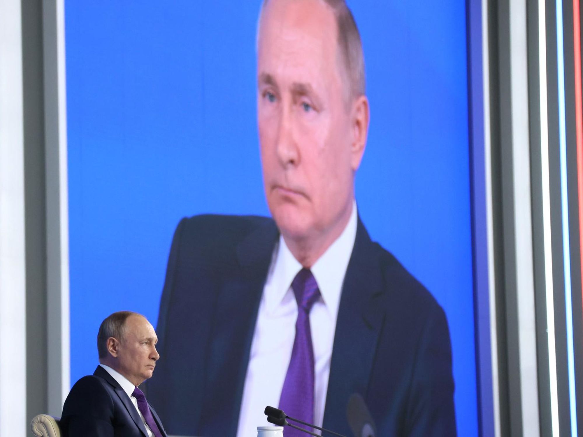 Vladimir Putin during the president's annual press conference in Russia