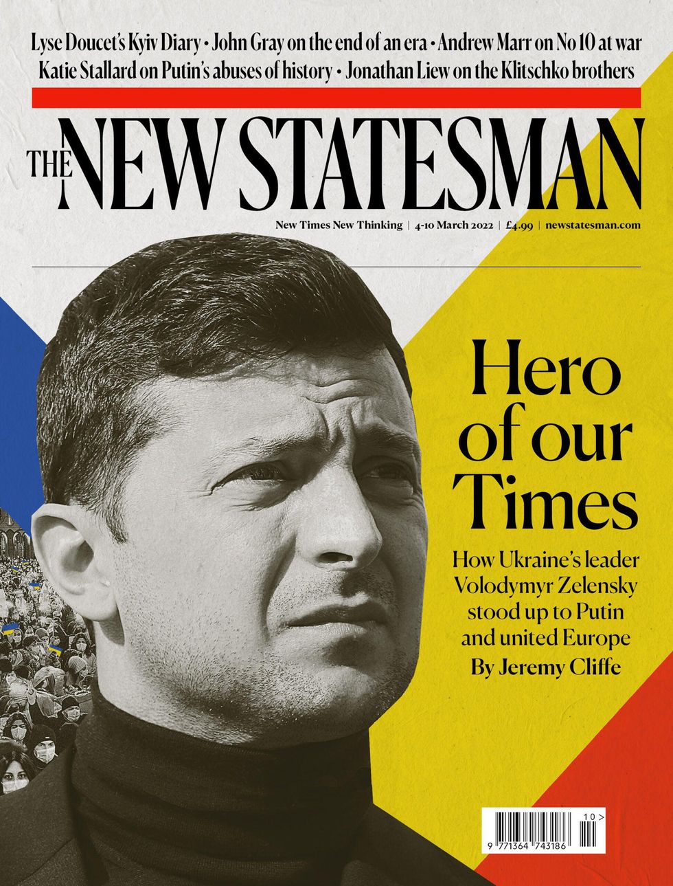 Volodymyr Zelensky on the front page of The