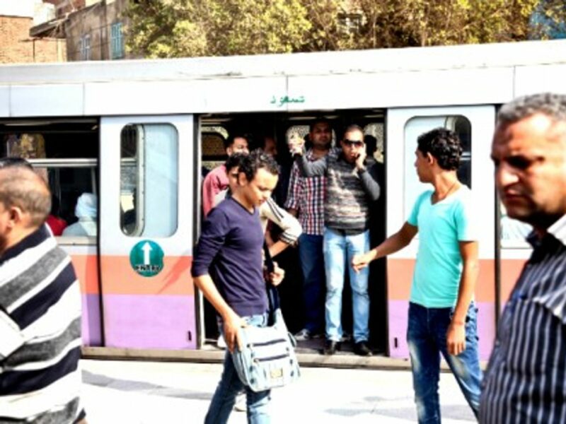 Waiting at Cairo's Shobra Al-Khaima metro station