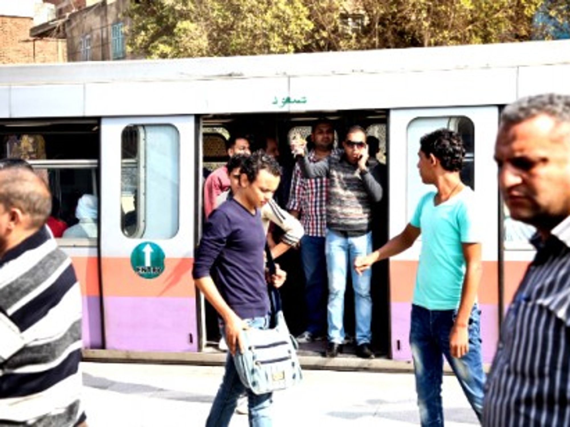 Waiting at Cairo's Shobra Al-Khaima metro station