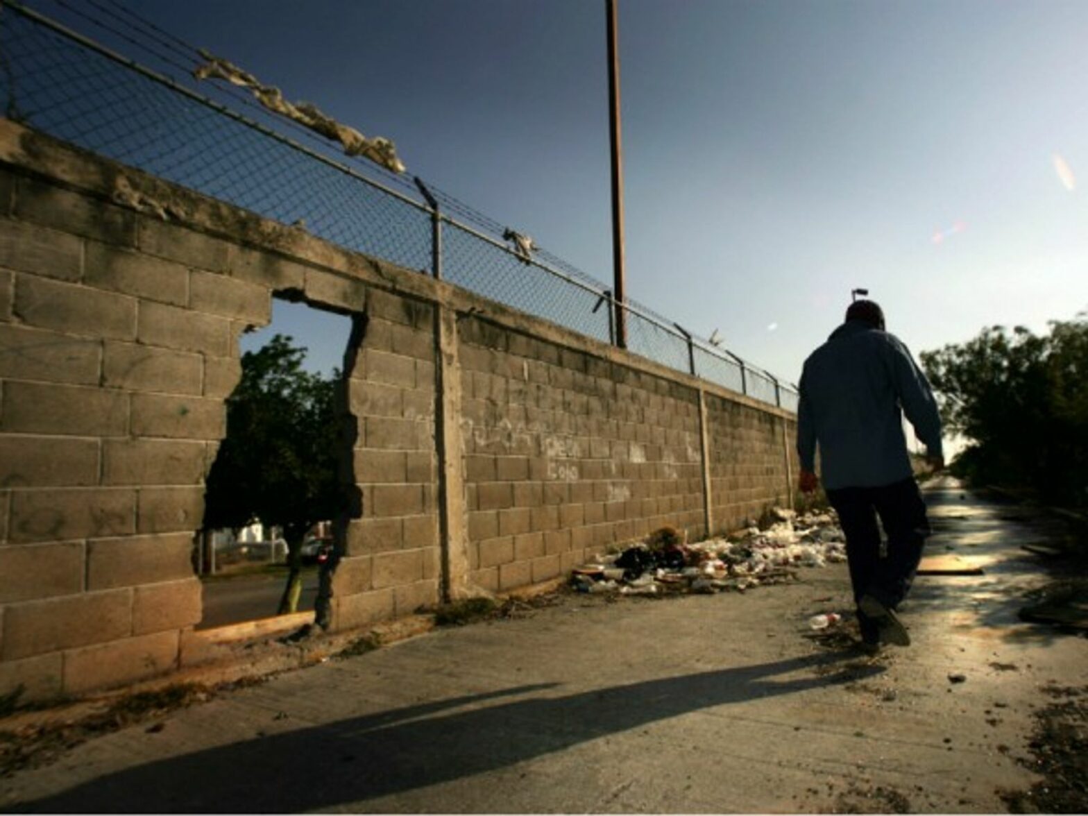 Walking along the Mexico-U.S. wall in Matamoros