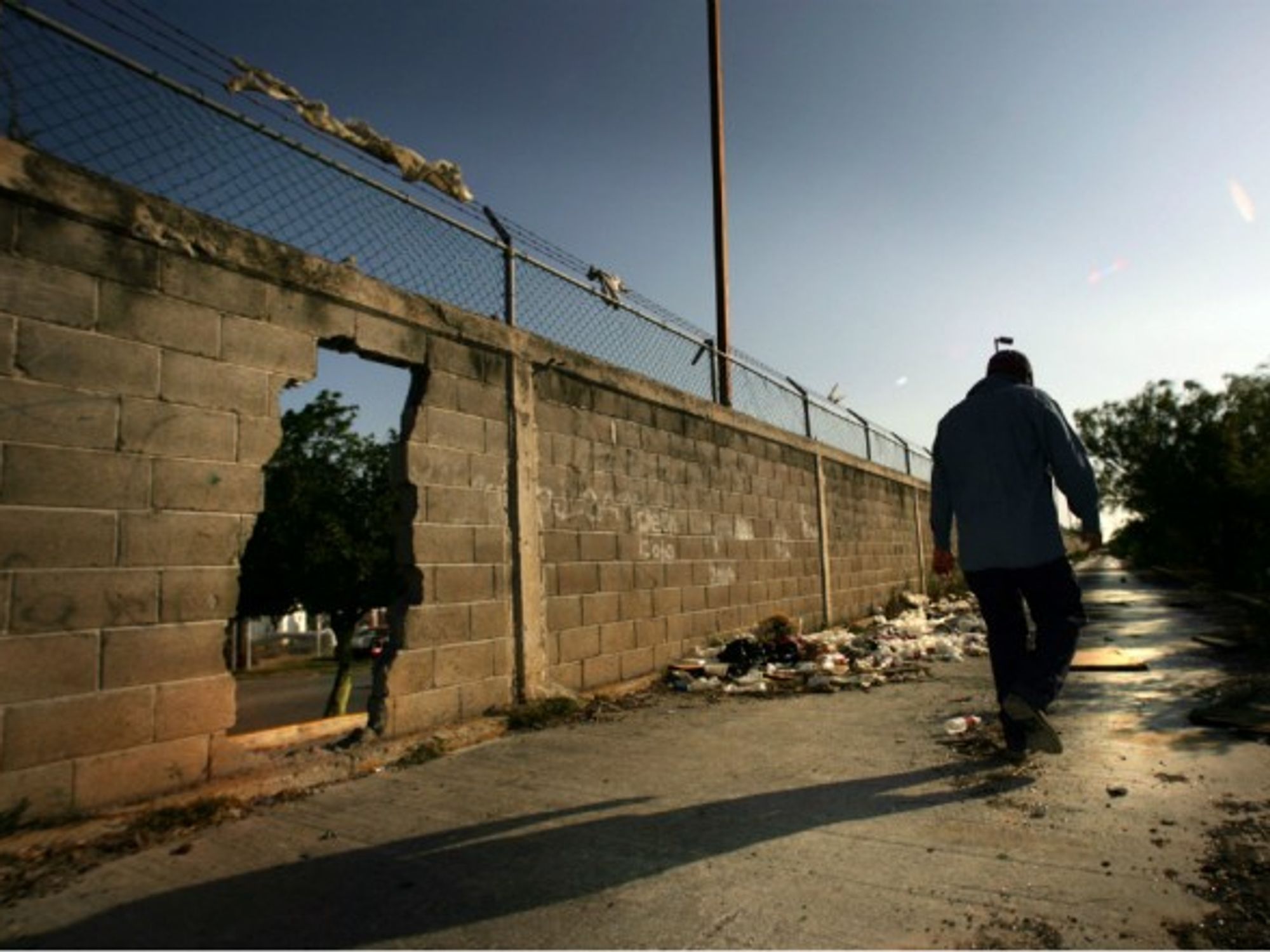 Walking along the Mexico-U.S. wall in Matamoros