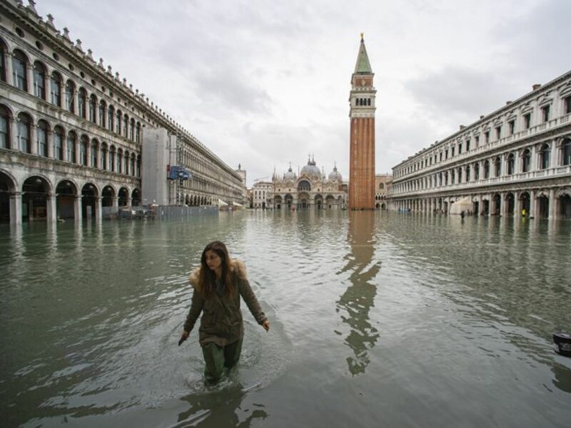 Walking in flooded St. Mark's Square on Nov. 17