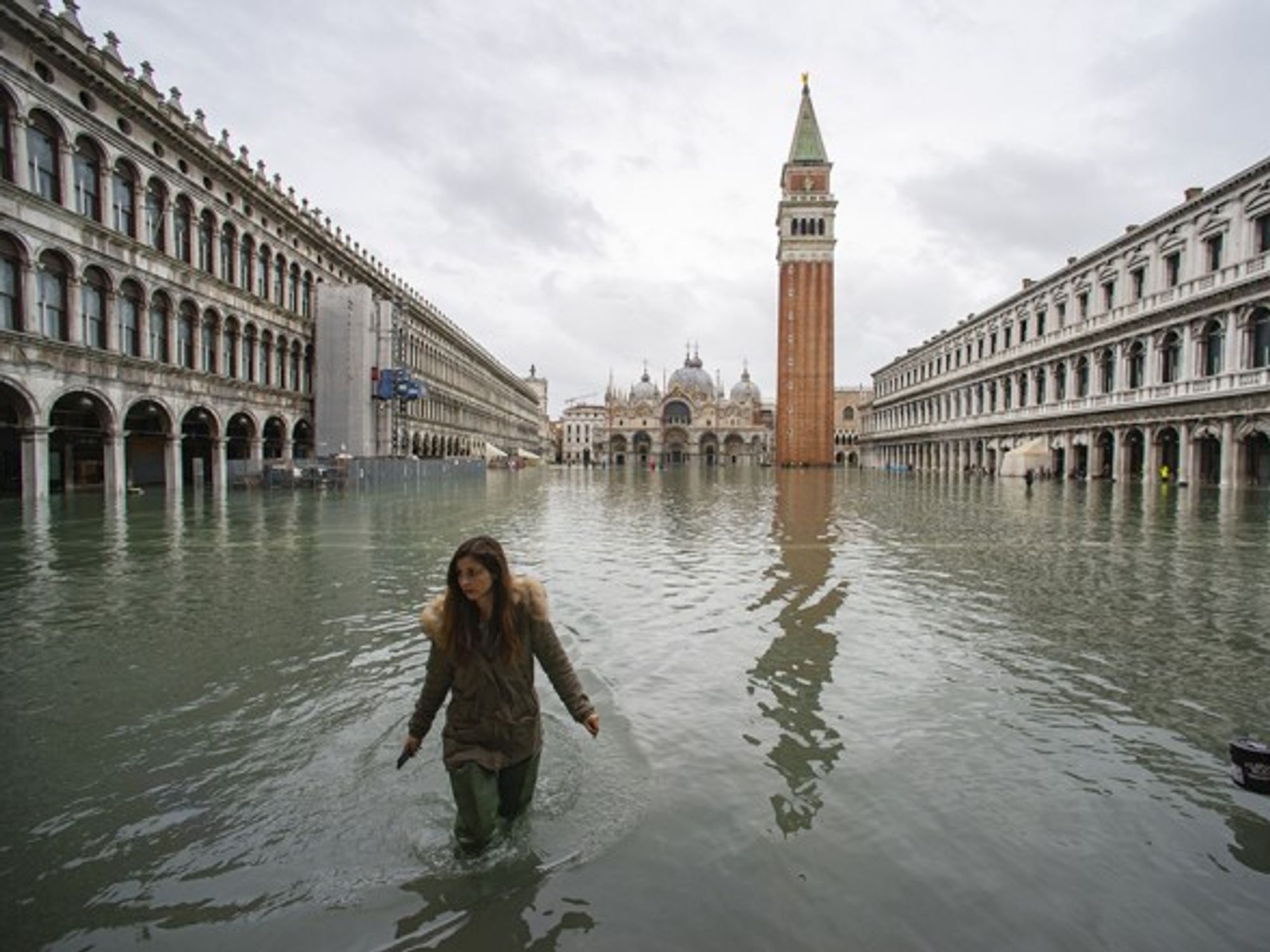 Walking in flooded St. Mark's Square on Nov. 17