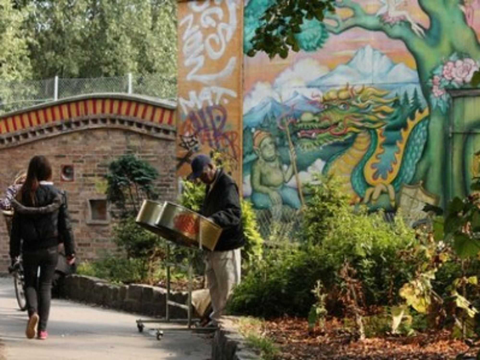 Walking in the streets of Christiania in Copenhagen
