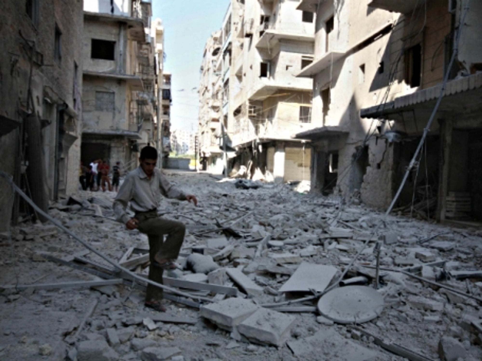 Walking on the rubble of Aleppo, Syria