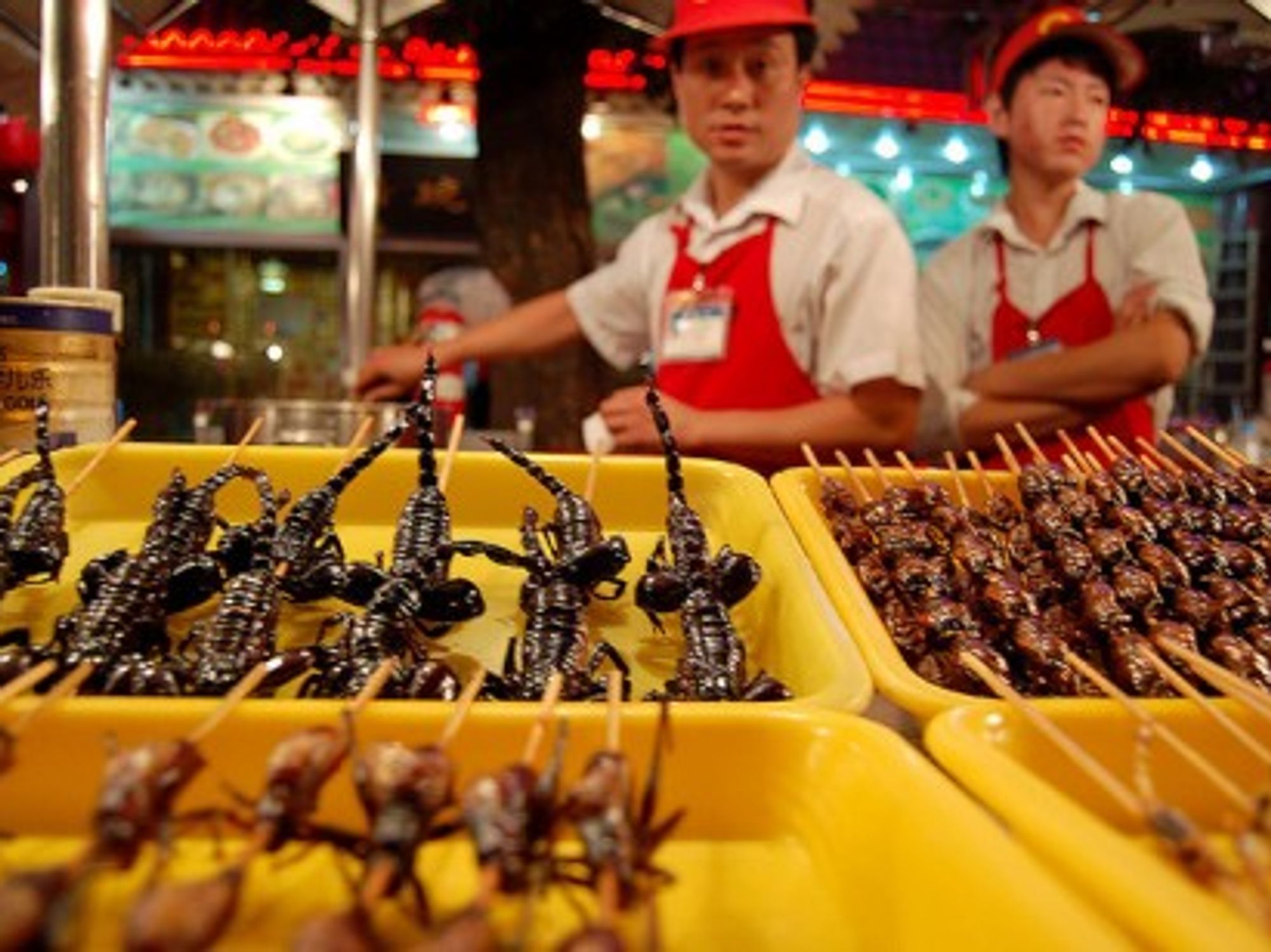 Wangfujing night market in the center of Beijing