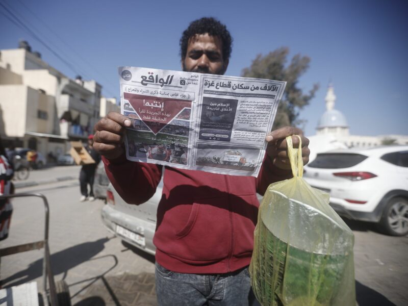 Warning leaflets are dropped by Israeli forces over Rafah in the southern Gaza Strip.