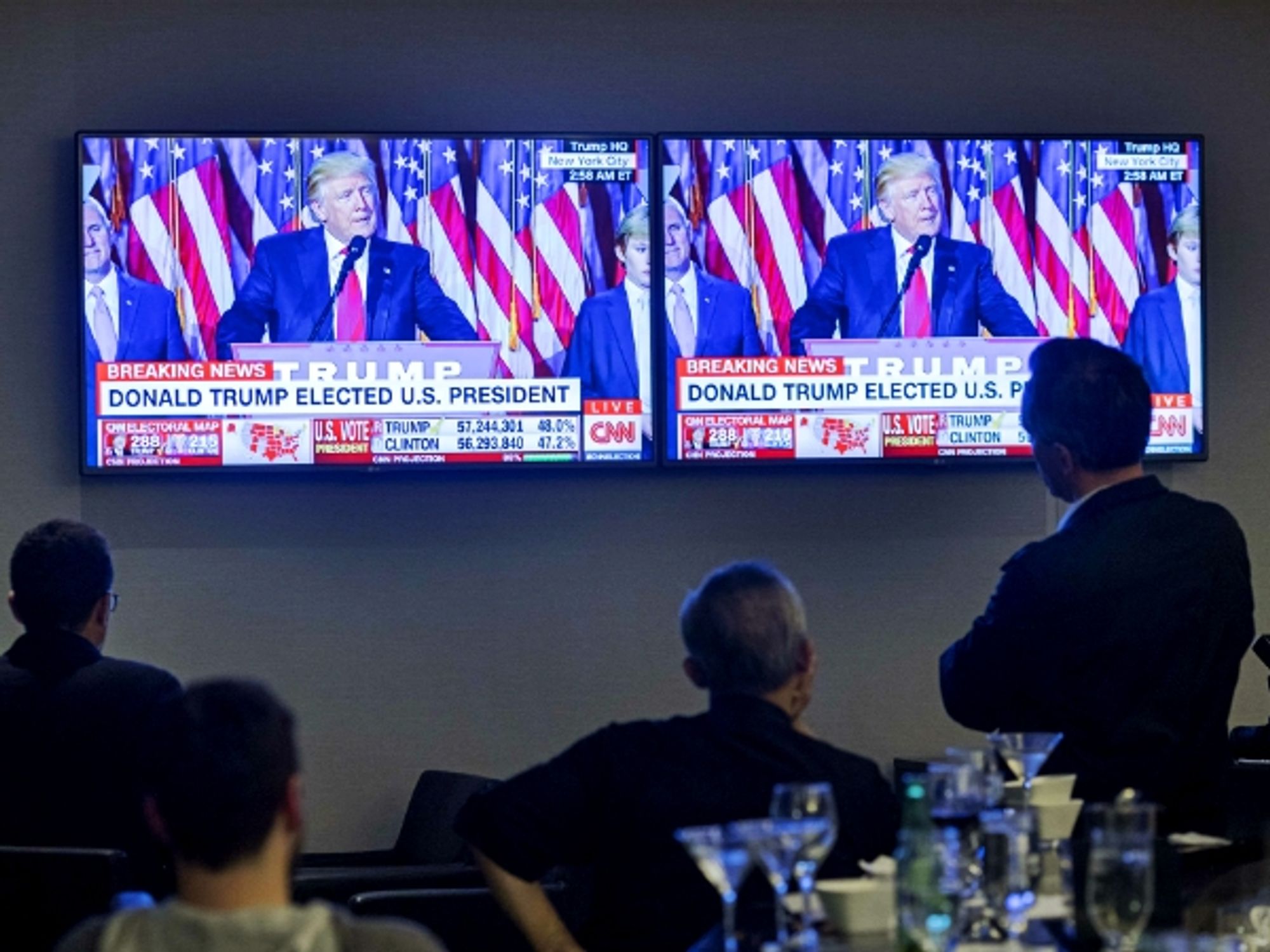 Watching coverage of the election in New York