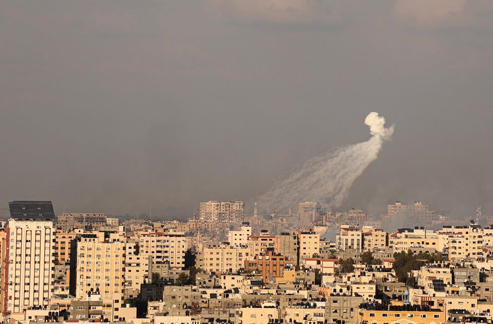 White phosphorus from an Israeli missile fired over Gaza City.