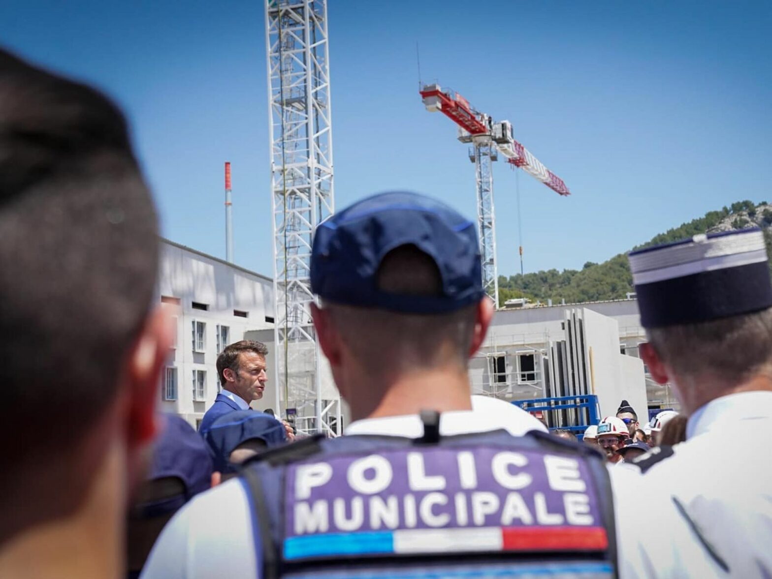 Wide shot of Emmanuel Macron