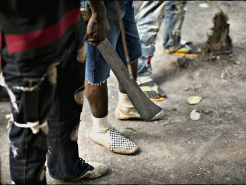 Wielding a machete in Bangui
