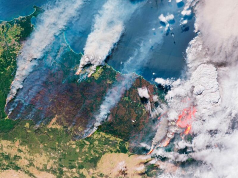 Wildfires across Australia photographed from satellite on 31 December 2019