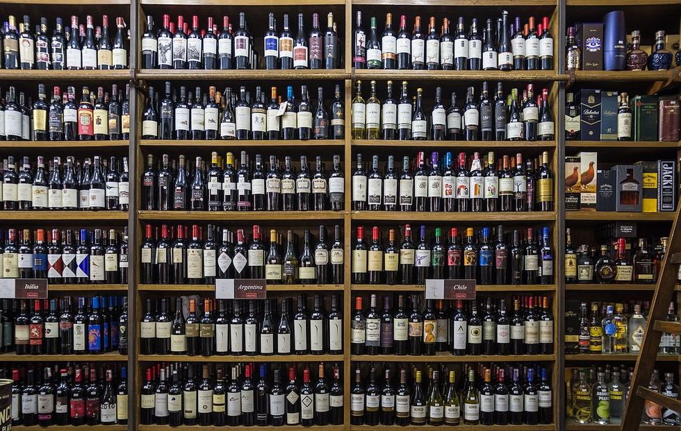 Wines on supermarket shelves in Sao Paulo.