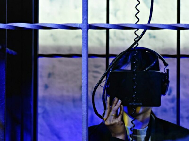 Woman wearing a virtual reality headset