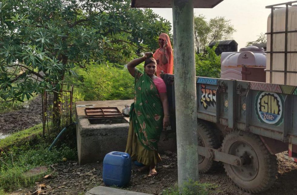 Women from the Surkha village have to travel several kilometers to find potable water
